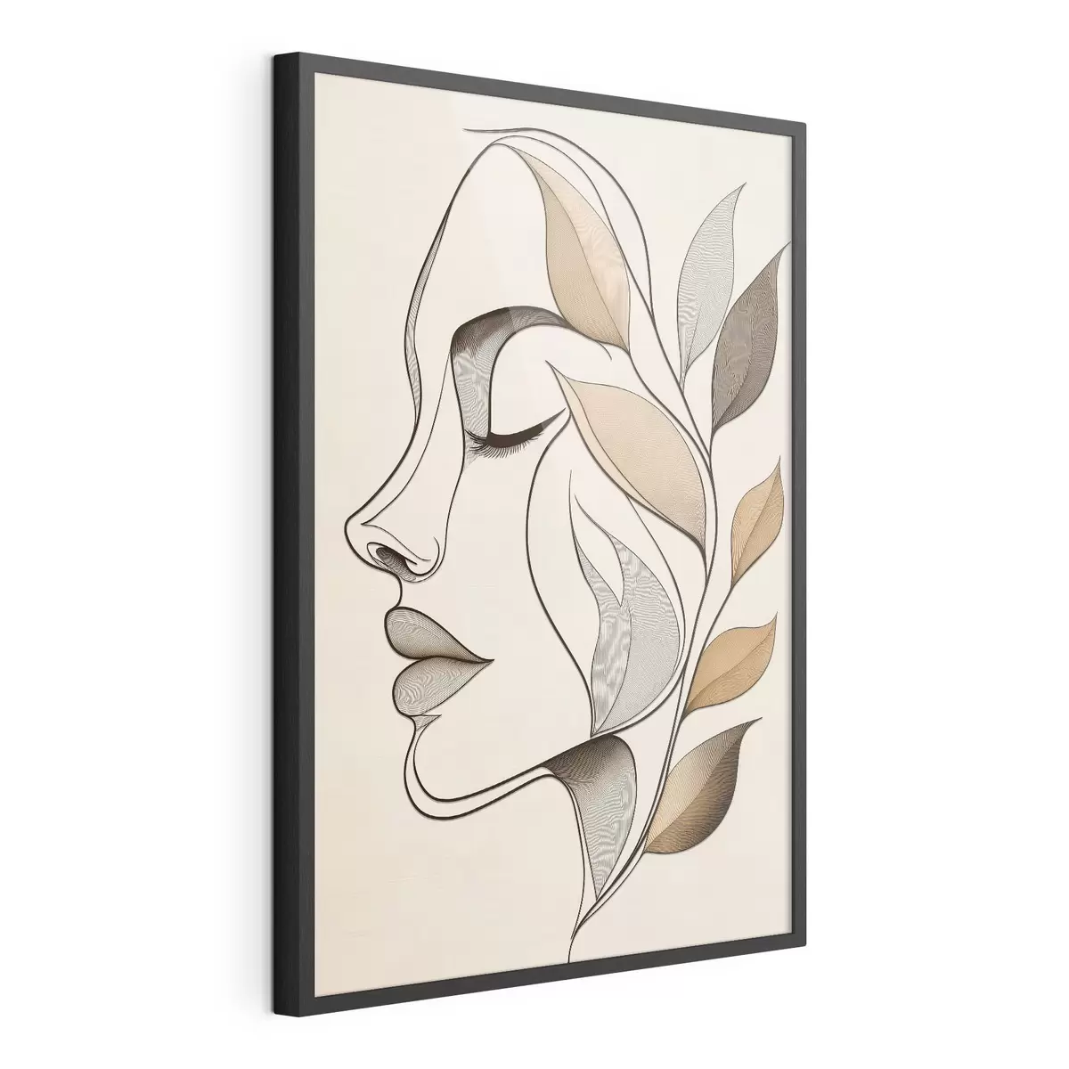 Plakat Naise profiil lehtedega f50998