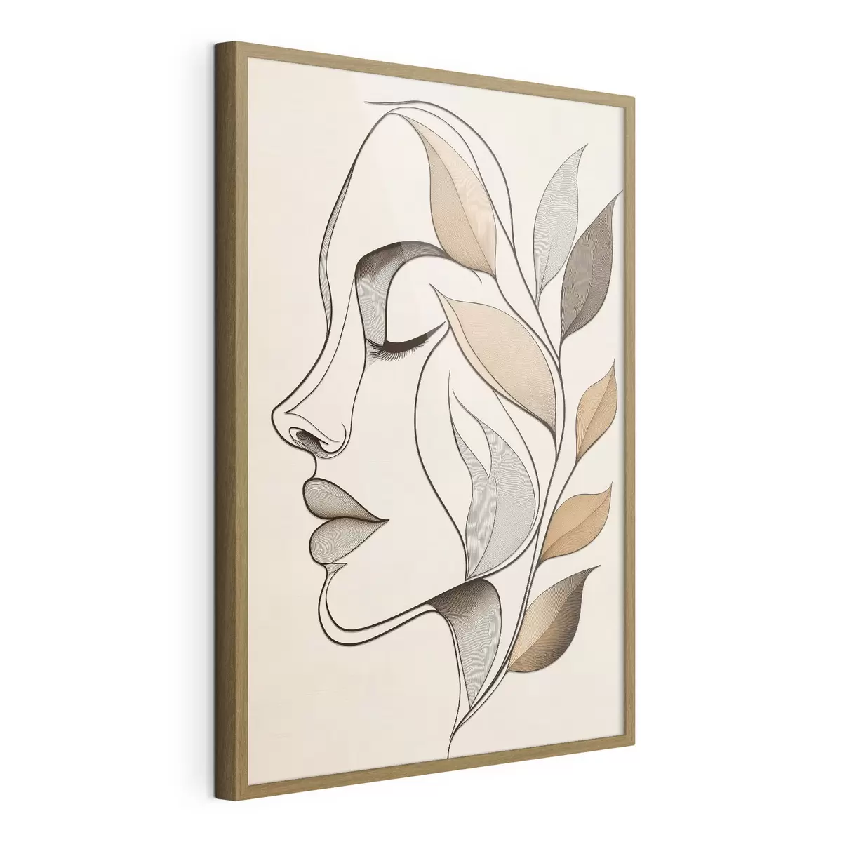 Plakat Naise profiil lehtedega f50998