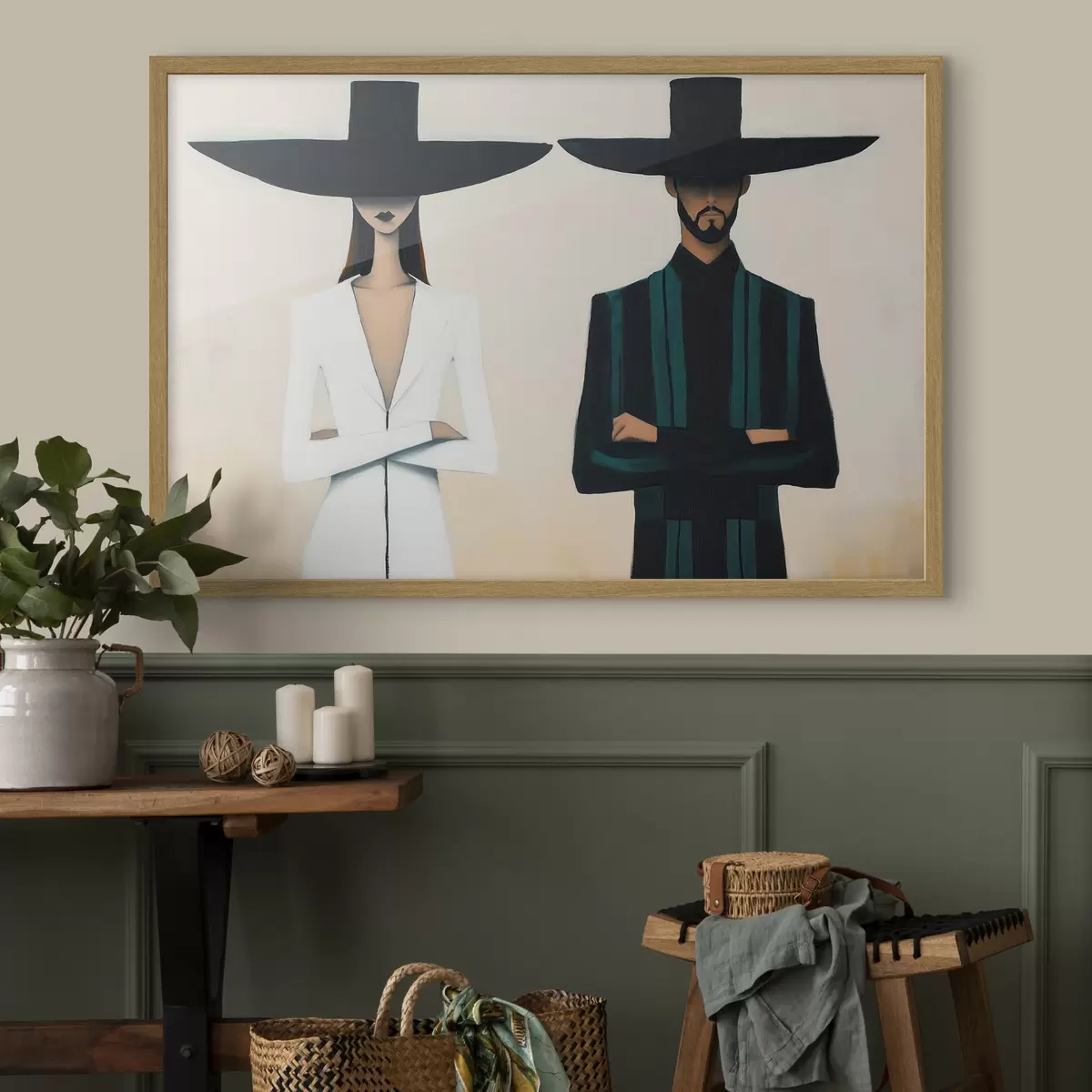 Plakat Laiade ääretega kübaratega paar f51003
