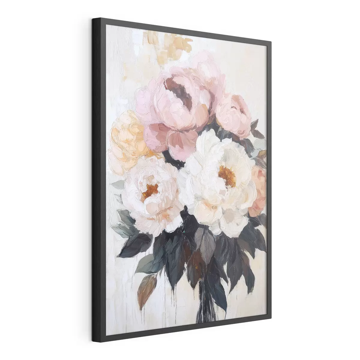 Plakat Roosa ja valge pioonide kimp f51008