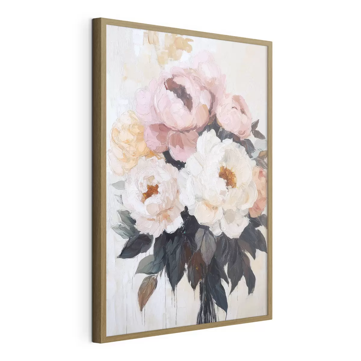 Plakat Roosa ja valge pioonide kimp f51008