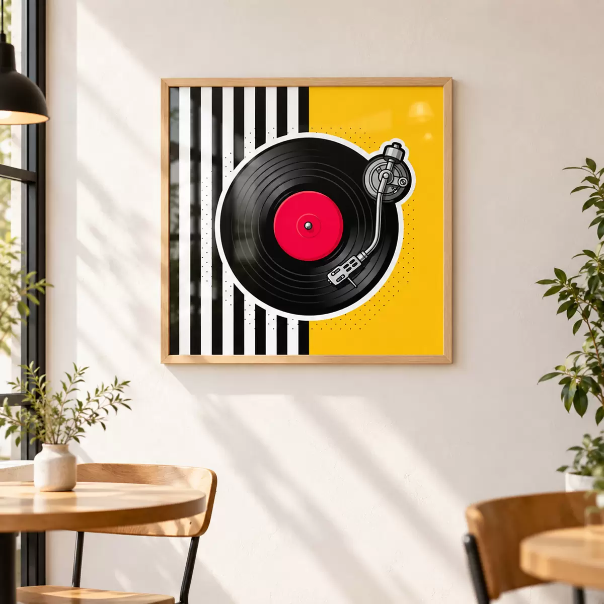 Plakat Stiilne plaadimängija erksates värvides f50789