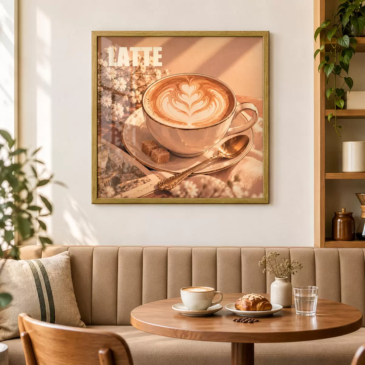 Plakat Päikesepaistes kunstipäraselt valmistatud latte f50873