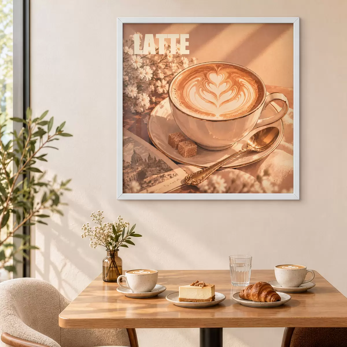 Plakat Päikesepaistes kunstipäraselt valmistatud latte f50873