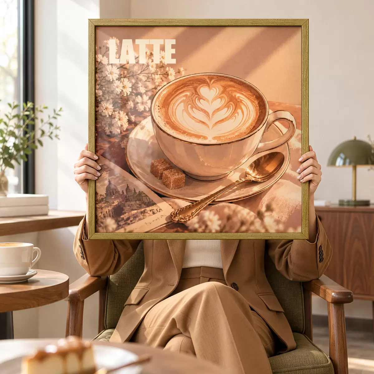 Plakat Päikesepaistes kunstipäraselt valmistatud latte f50873