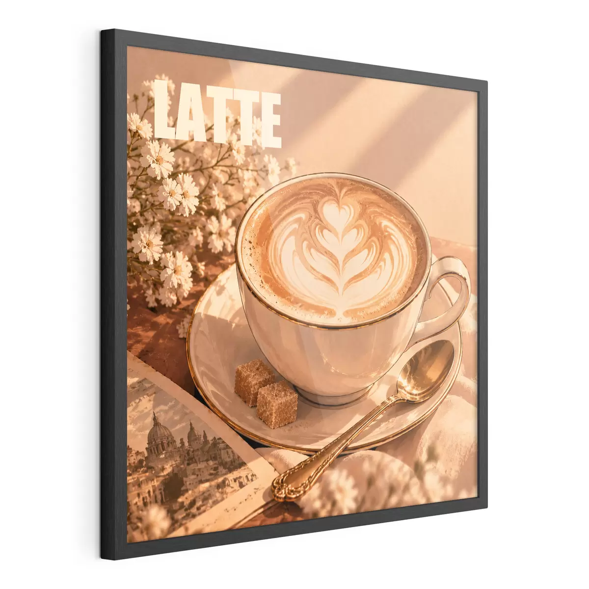 Plakat Päikesepaistes kunstipäraselt valmistatud latte f50873