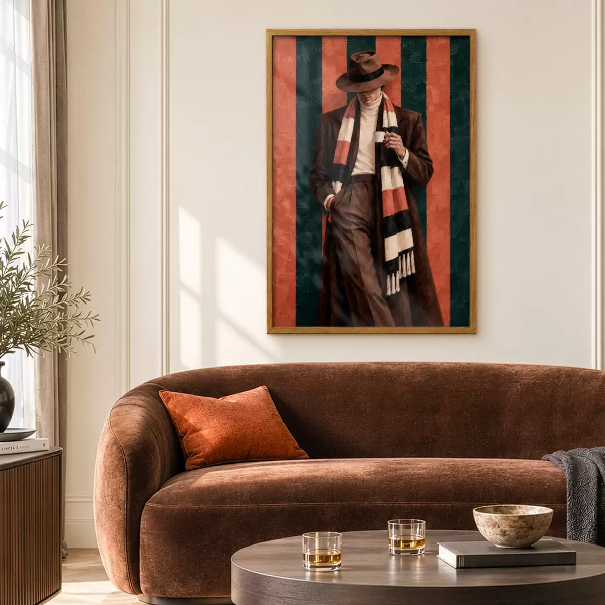 Plakat Stiilne kuju, käes klaas f50884
