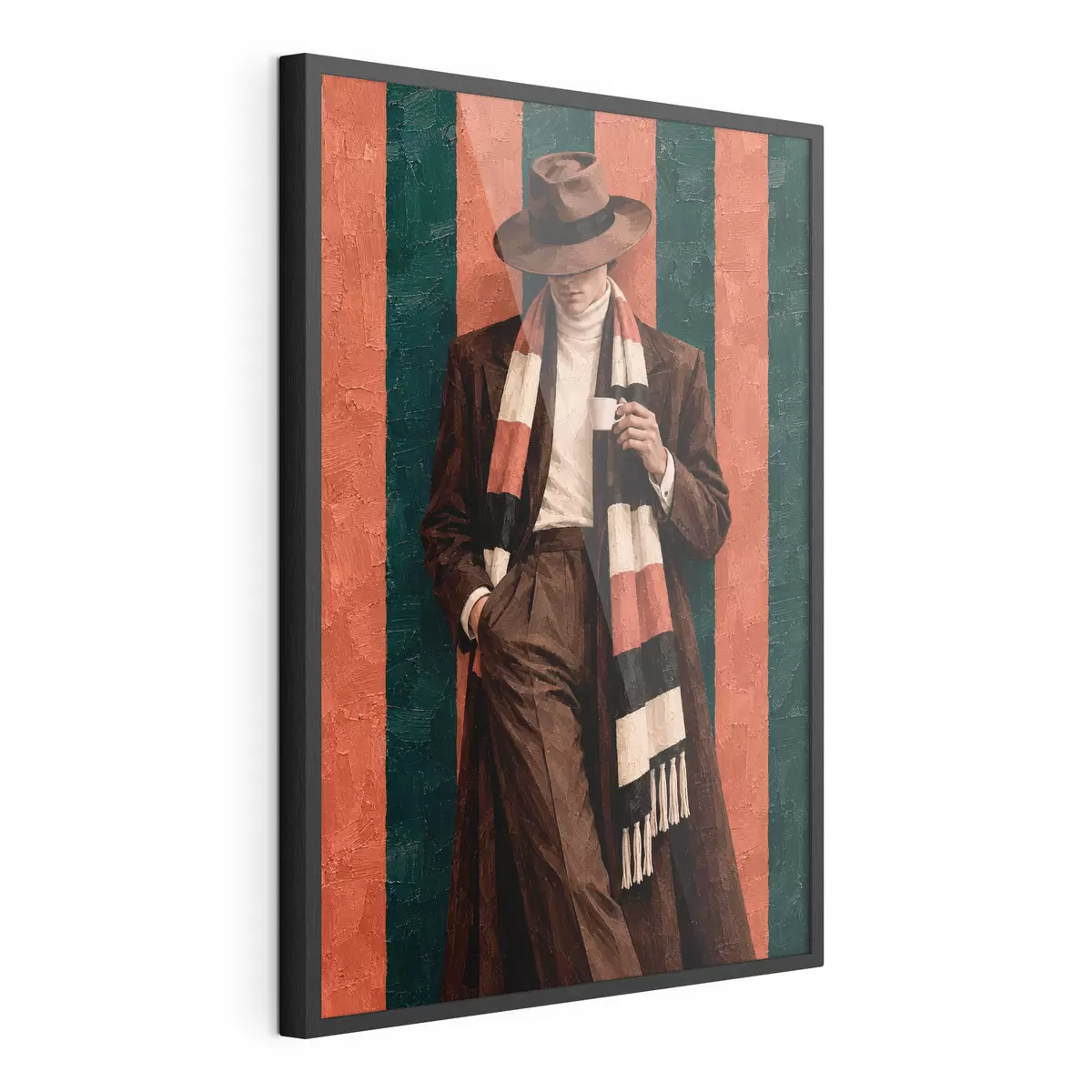 Plakat Stiilne kuju, käes klaas f50884