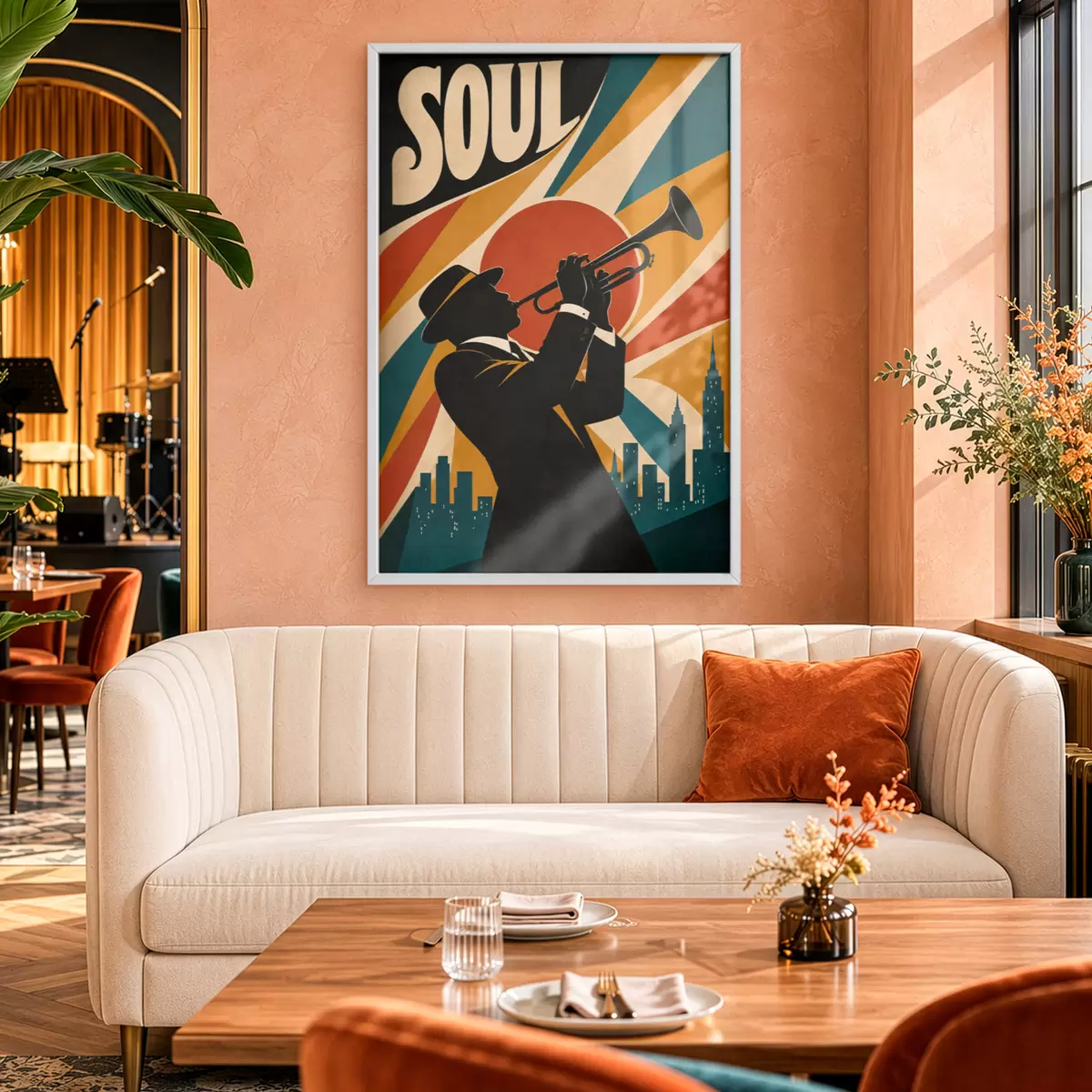 Plakat Jazz kajab üle linna silueti f50925