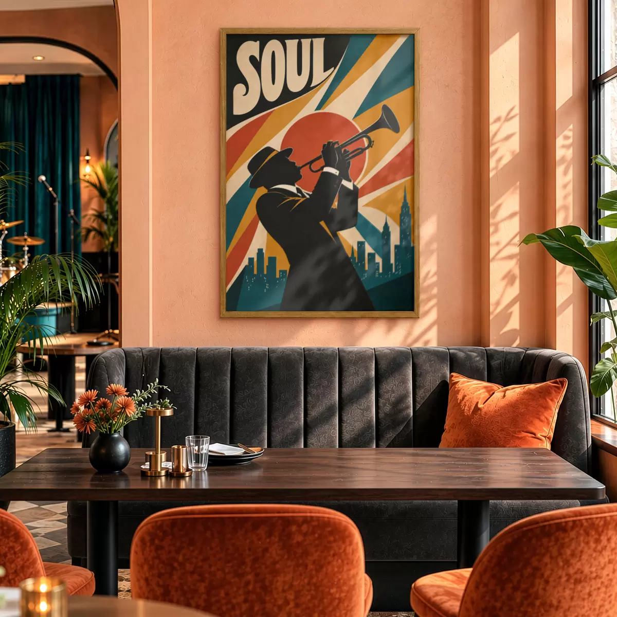 Plakat Jazz kajab üle linna silueti f50925