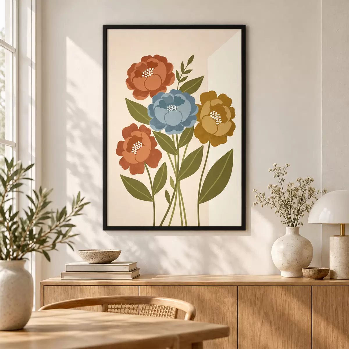 Plakat Võluv illustreeritud lillede kimp f50730