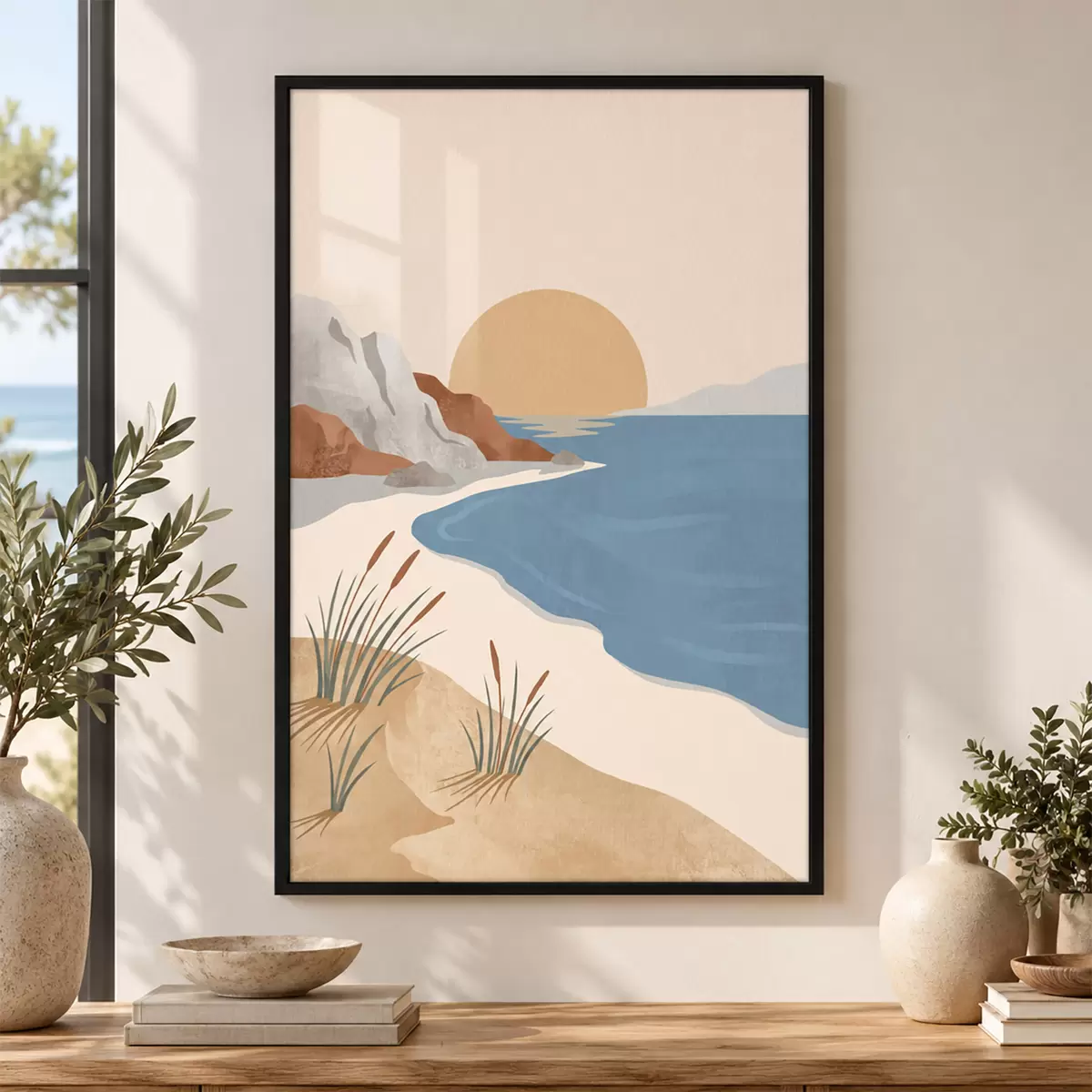 Plakat Rahulik rand päikeseloojangul – rahu f50731