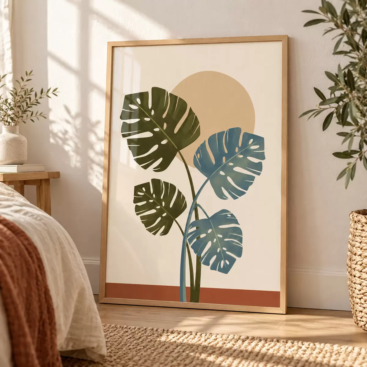 Plakat Troopilised lehed pehmes päikesevalguses f50733