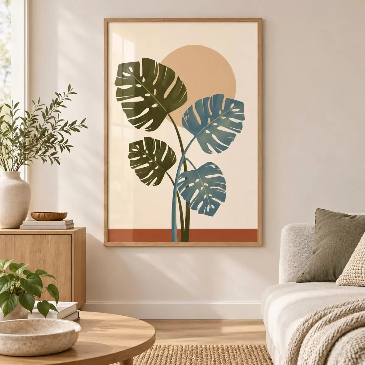 Plakat Troopilised lehed pehmes päikesevalguses f50733