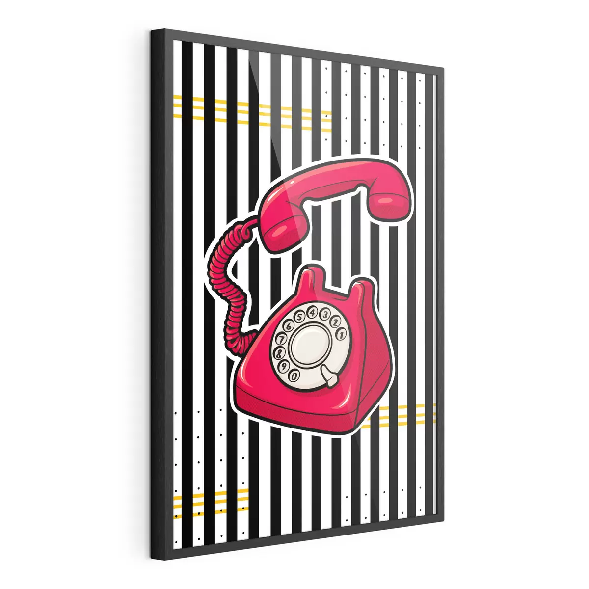 Plakat Retro-stiilis punane telefon julgetel triipudel f50784