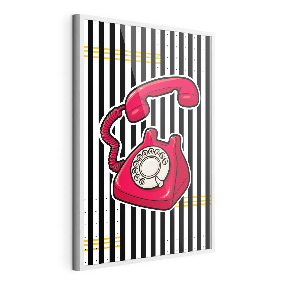 Plakat Retro-stiilis punane telefon julgetel triipudel f50784