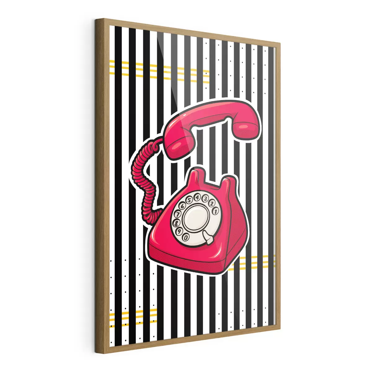 Plakat Retro-stiilis punane telefon julgetel triipudel f50784