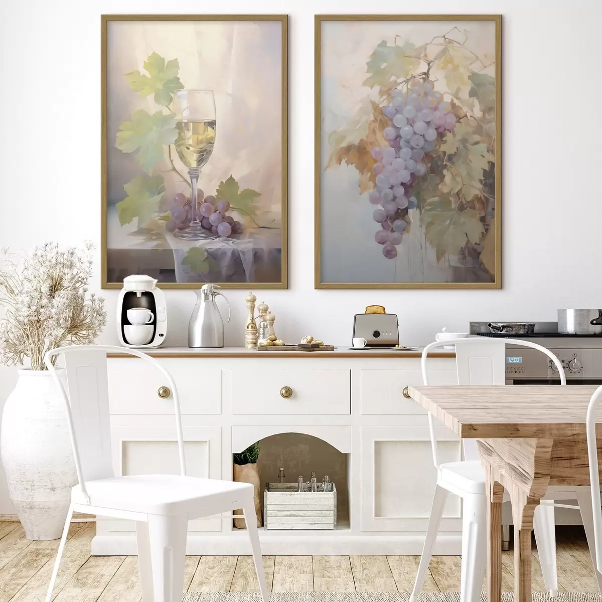 Plakat Klaas veini ja viinamarjad, maali imitatsioon d31093
