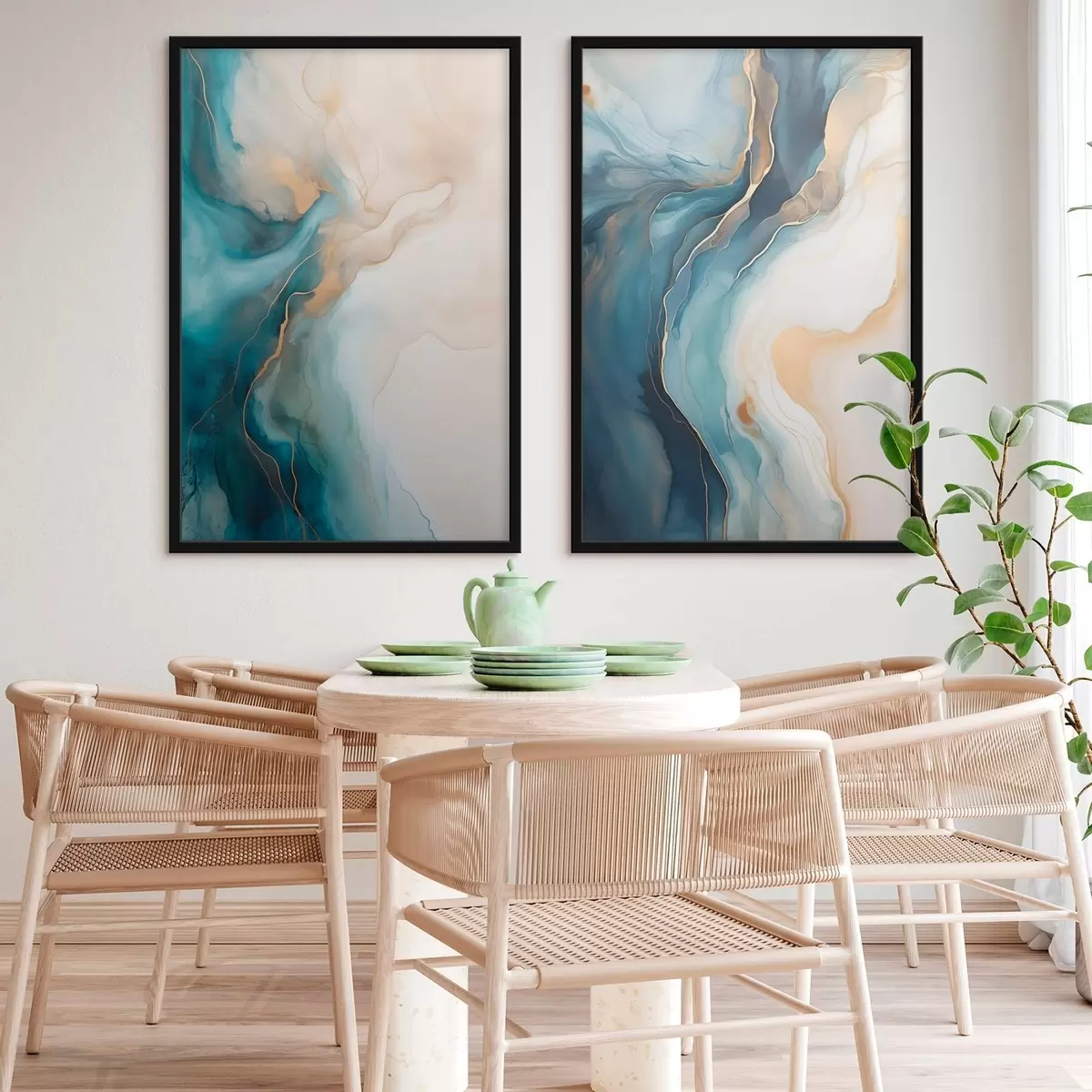 Plakat Azure ja smaragdrohelised marmorilained d31088