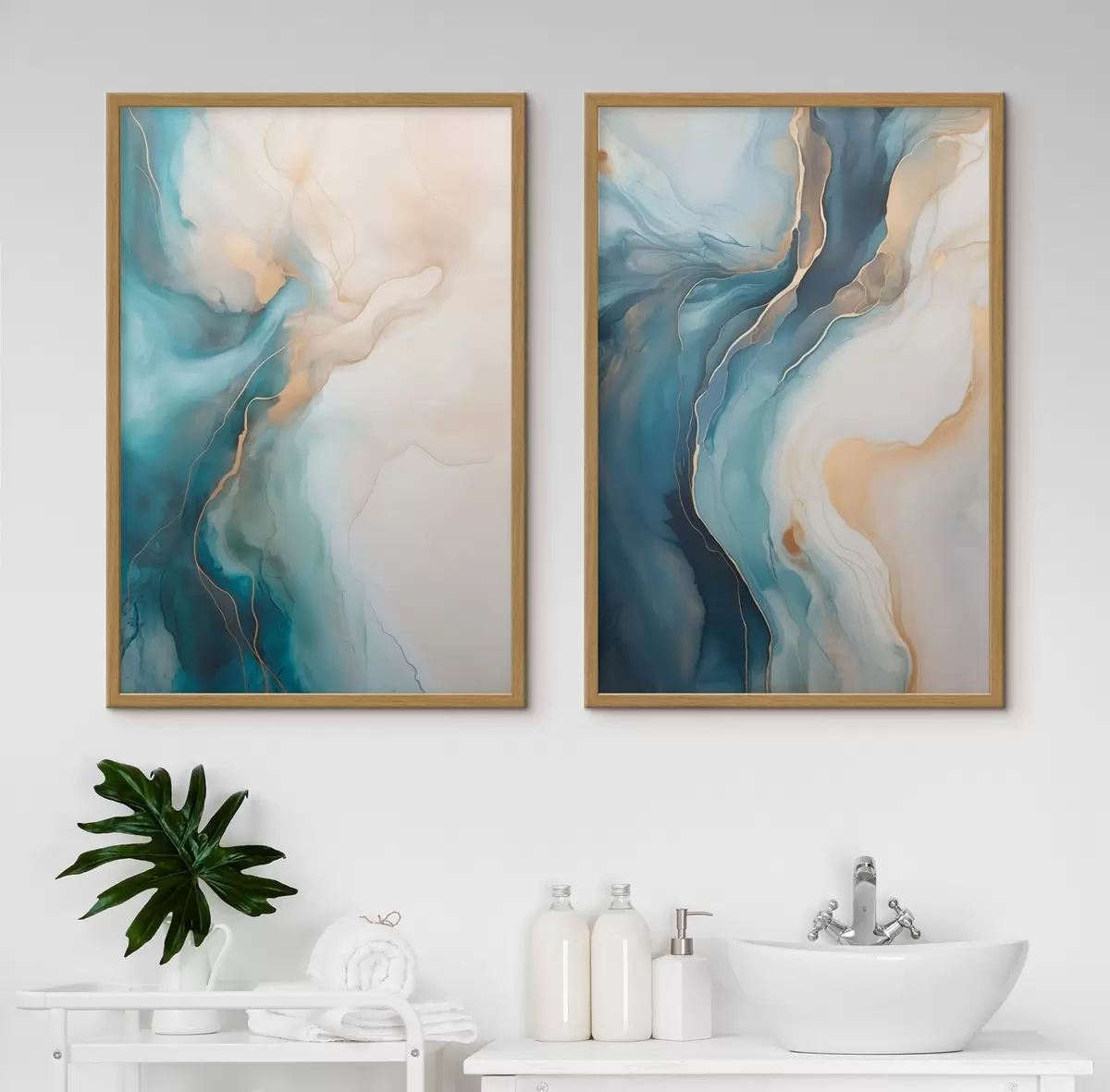 Plakat Azure ja smaragdrohelised marmorilained d31088