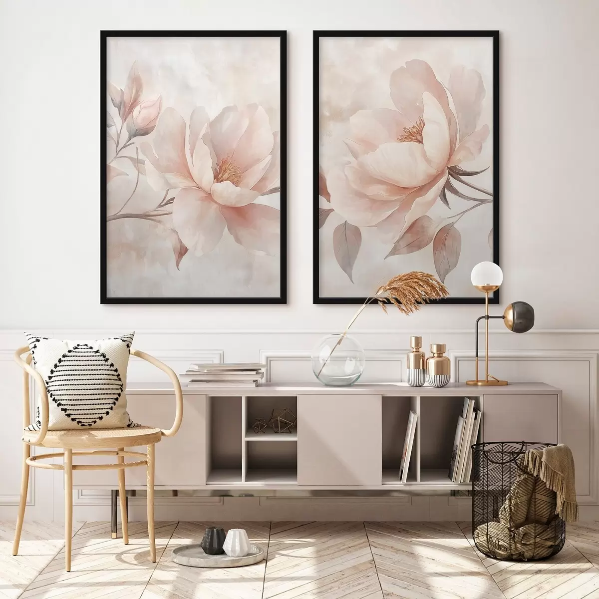 Plakat Põhja-Hiina pioonid akvarellipulbrina d31091