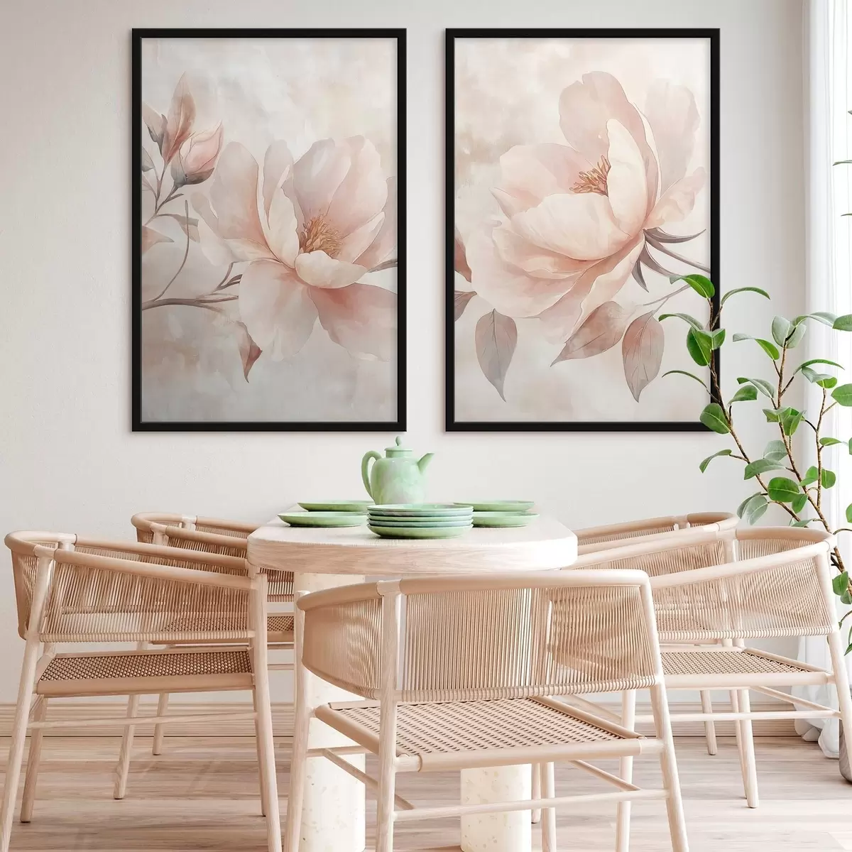 Plakat Põhja-Hiina pioonid akvarellipulbrina d31091