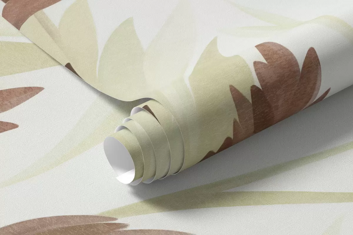 Fototapeedid Kõrged looduslikud rohttaimed ja looduslilled vaoshoitud rohelistes toonides, minimalistlik esteetika w10084v1
