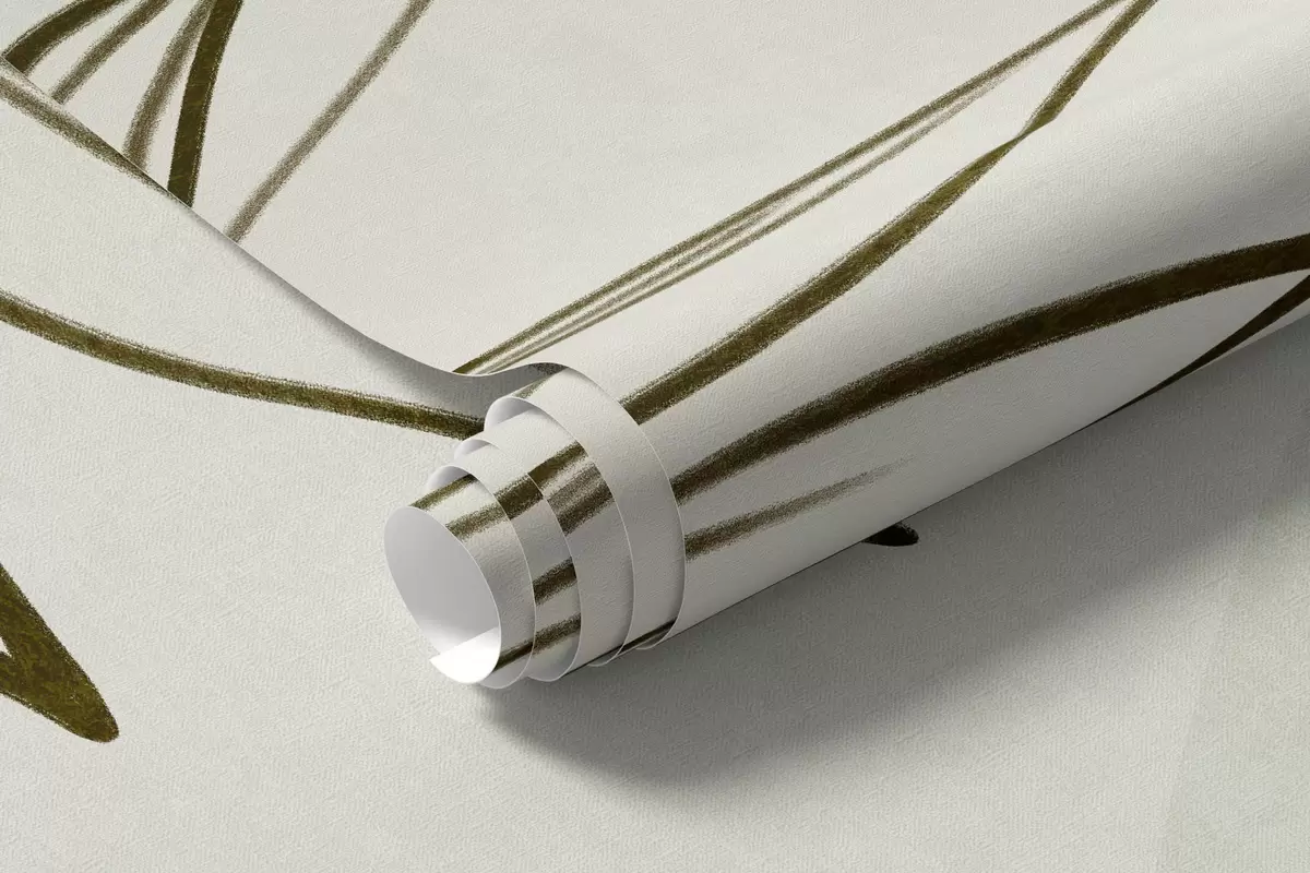 Fototapeedid Minimalistlik joonistus troopilistest lehtedest ja lehtedest, pastelltoonides ringikujulised kujundid w10111v2