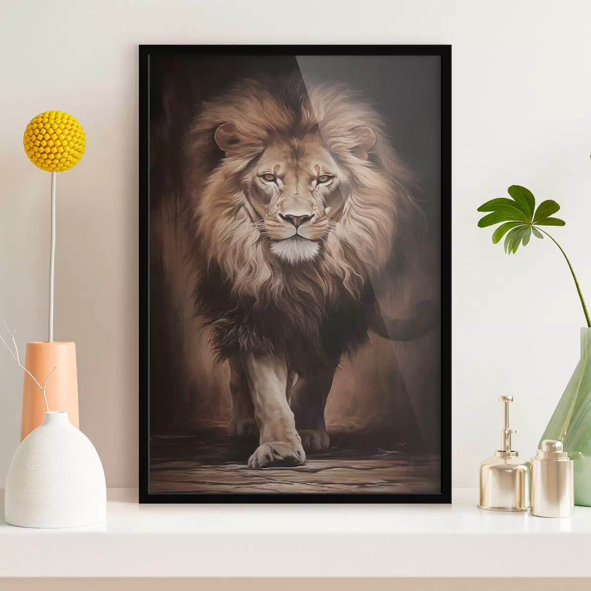 Plakat Suursugune lõvi tume interjööris f51087