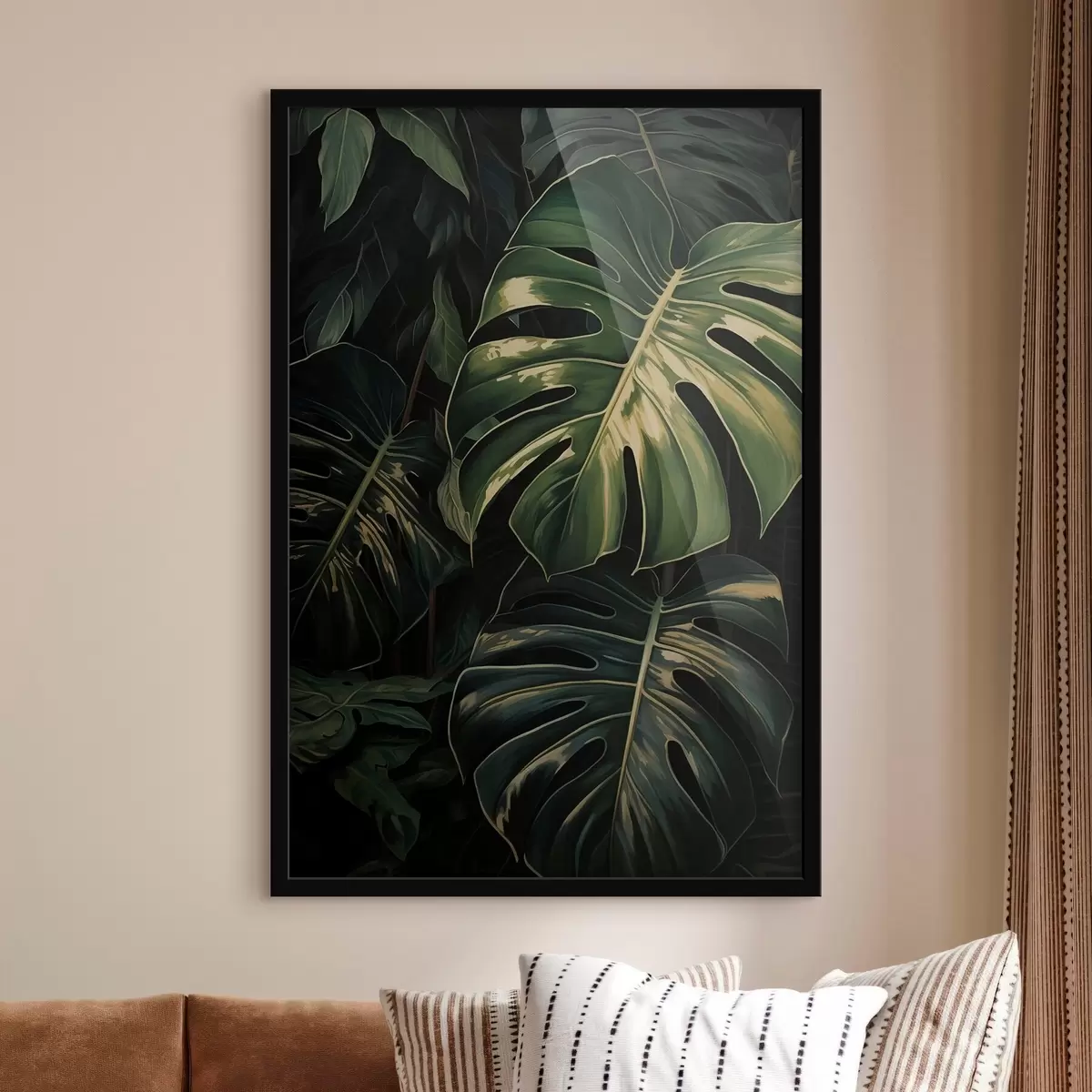 Plakat Läikivad monstera lehed pimedates troopikates f51091