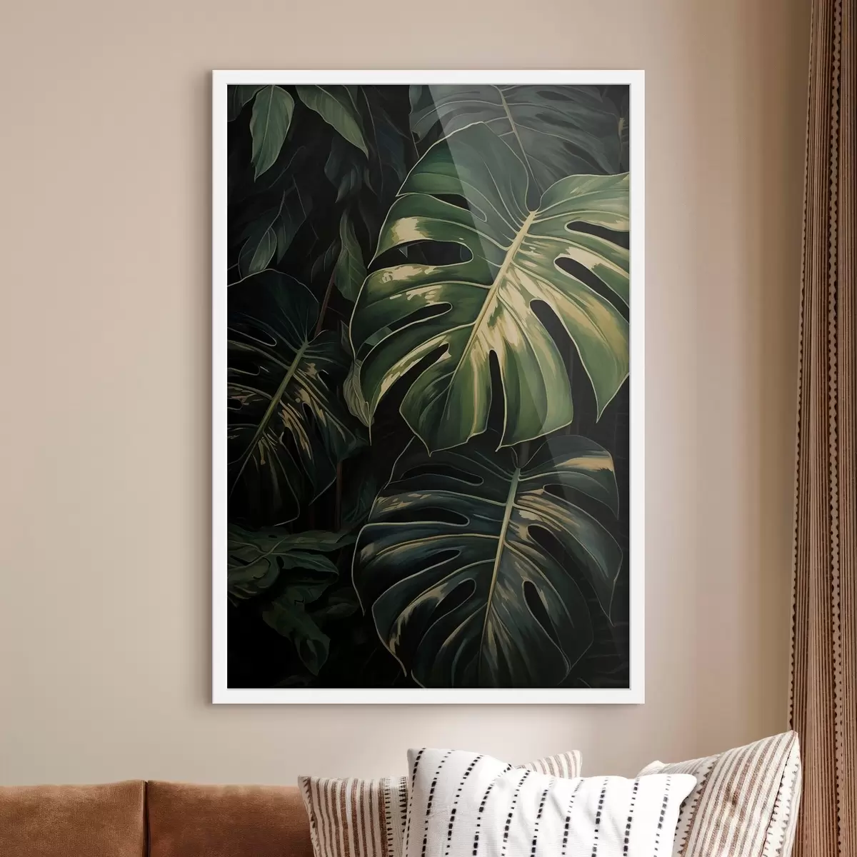 Plakat Läikivad monstera lehed pimedates troopikates f51091