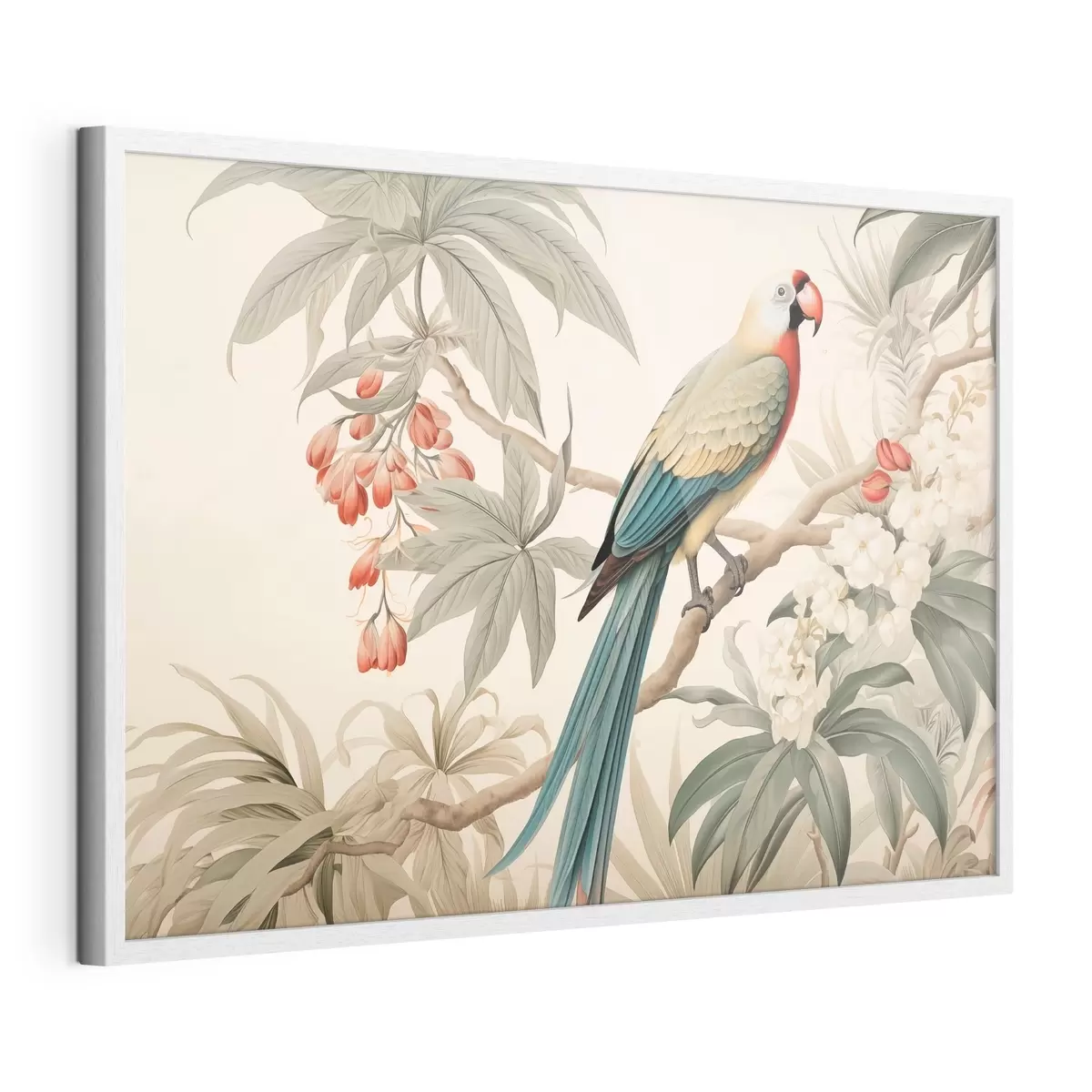 Plakat Troopiline papagoi õitsval oksal f51094