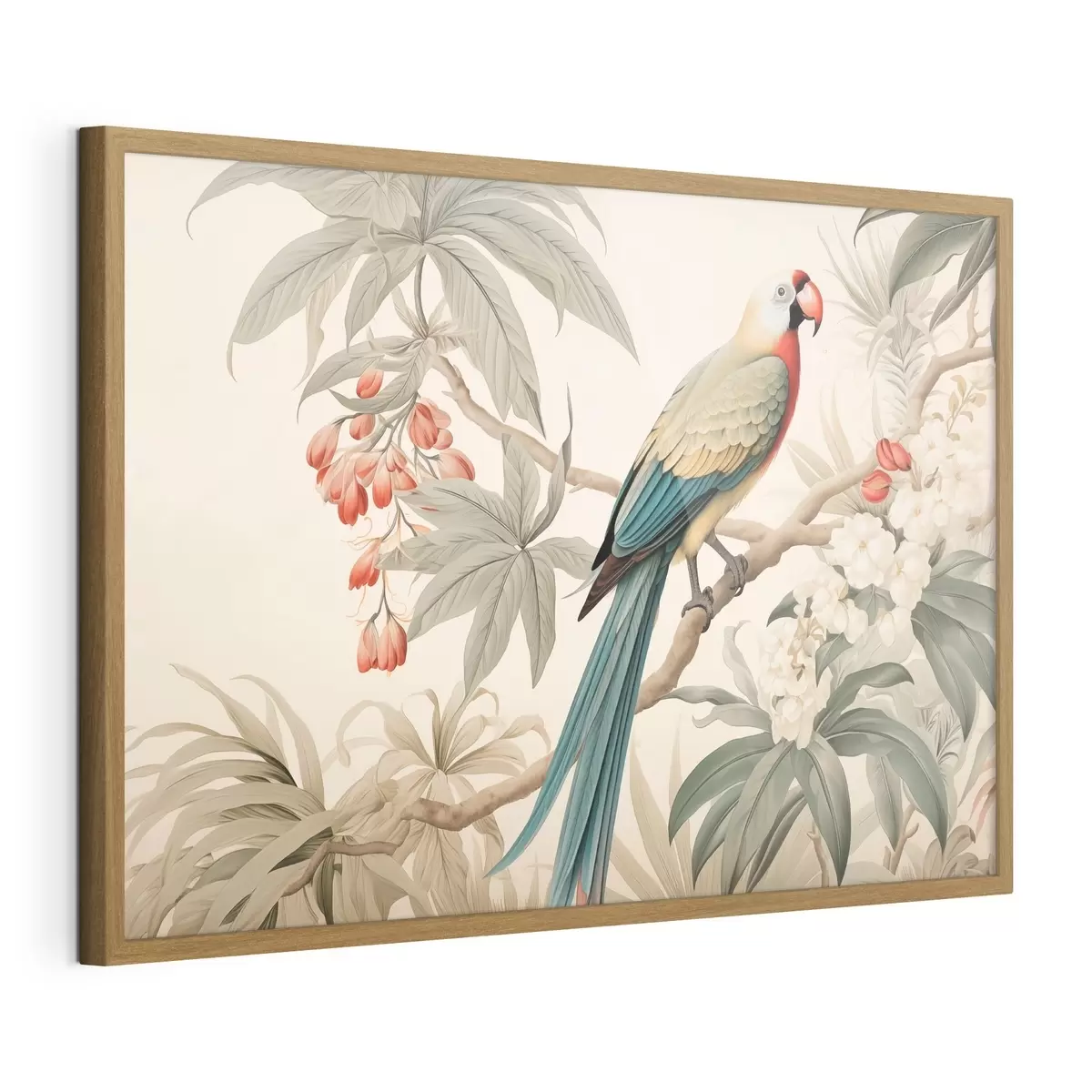 Plakat Troopiline papagoi õitsval oksal f51094