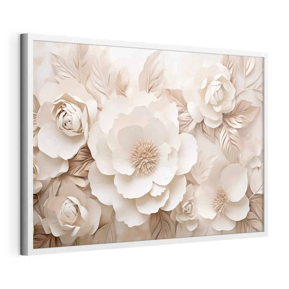 Plakat 3D-kipsreljeef valgetega lilledega f51096