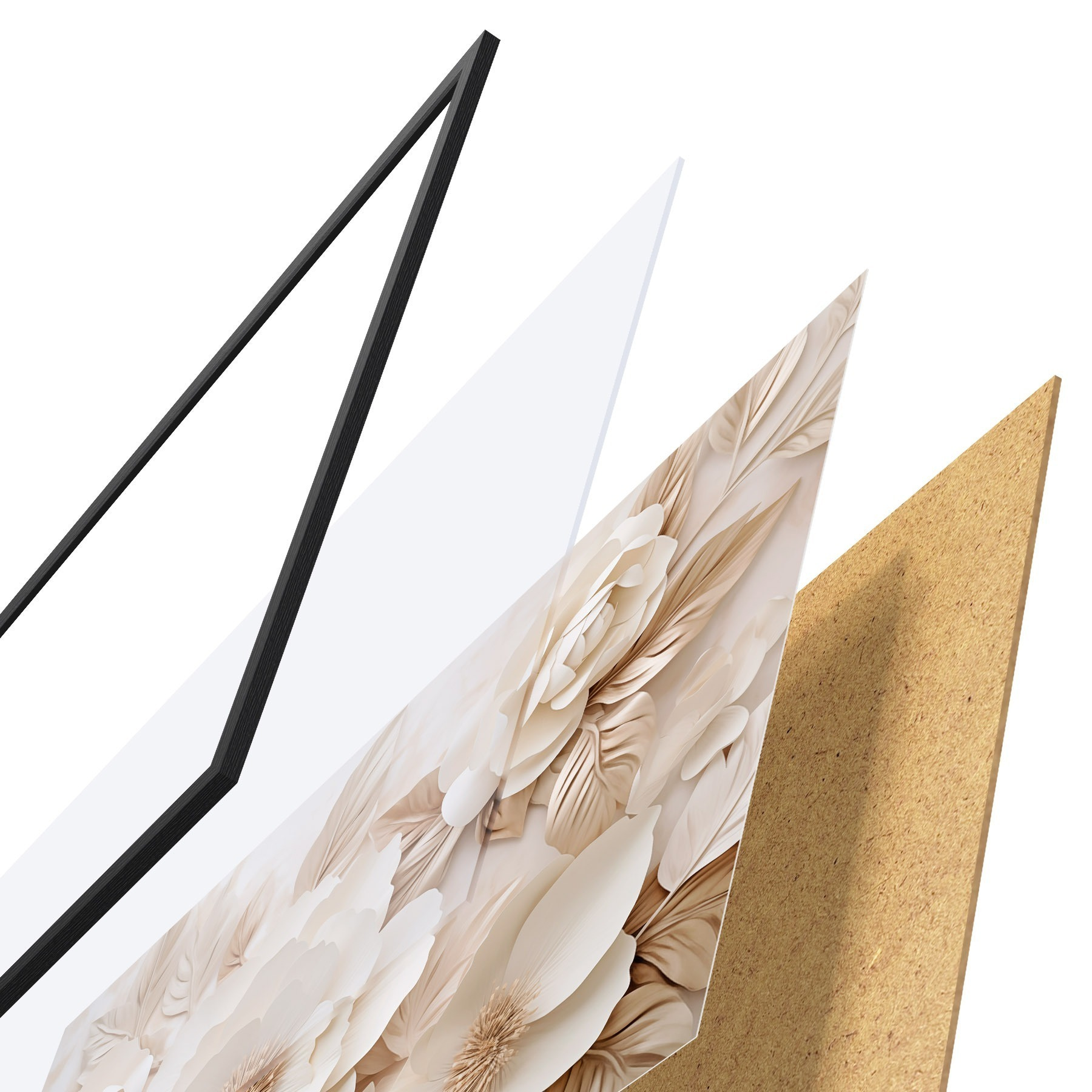 Plakat 3D-kipsreljeef valgetega lilledega f51096