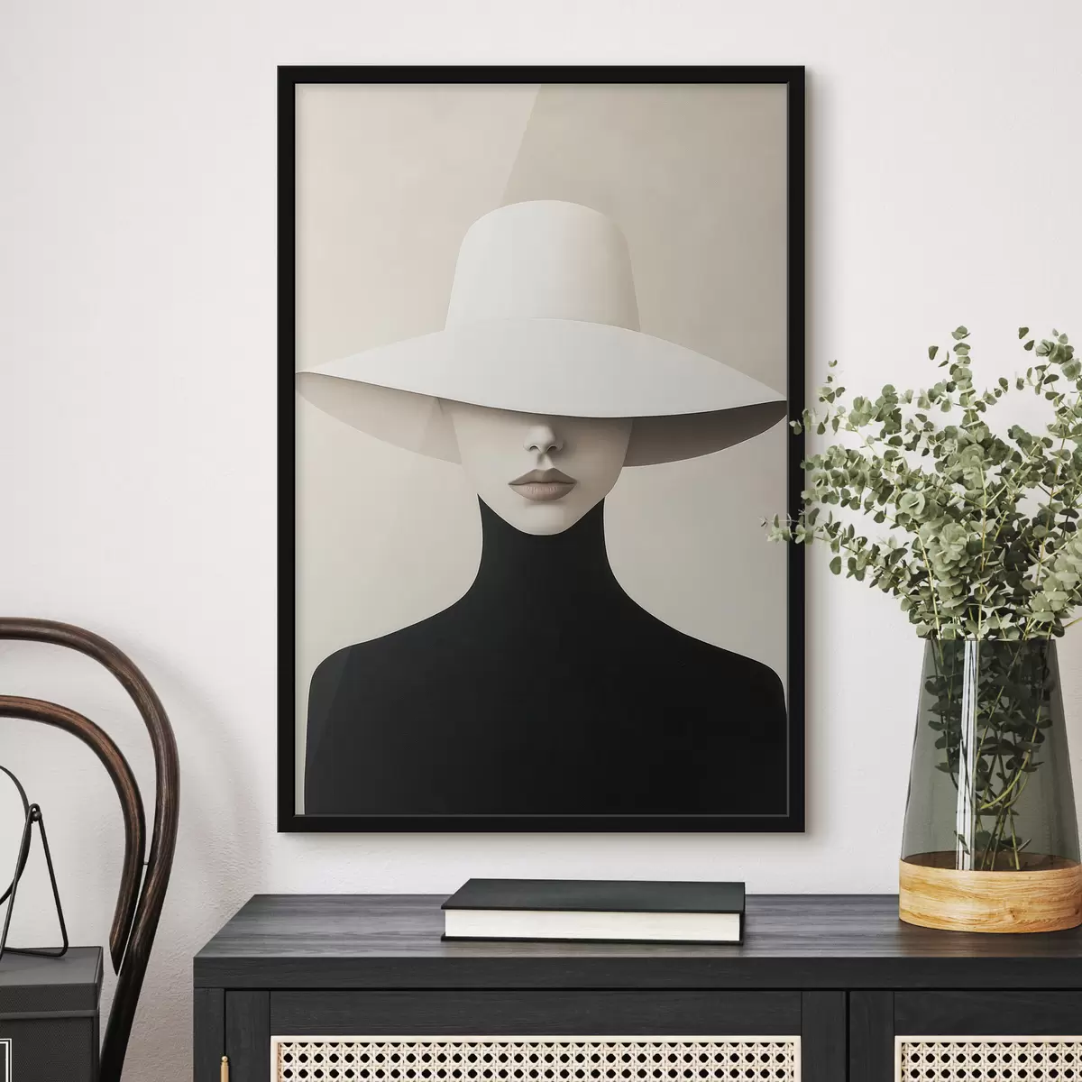 Plakat Valge mütsiga naine f51146