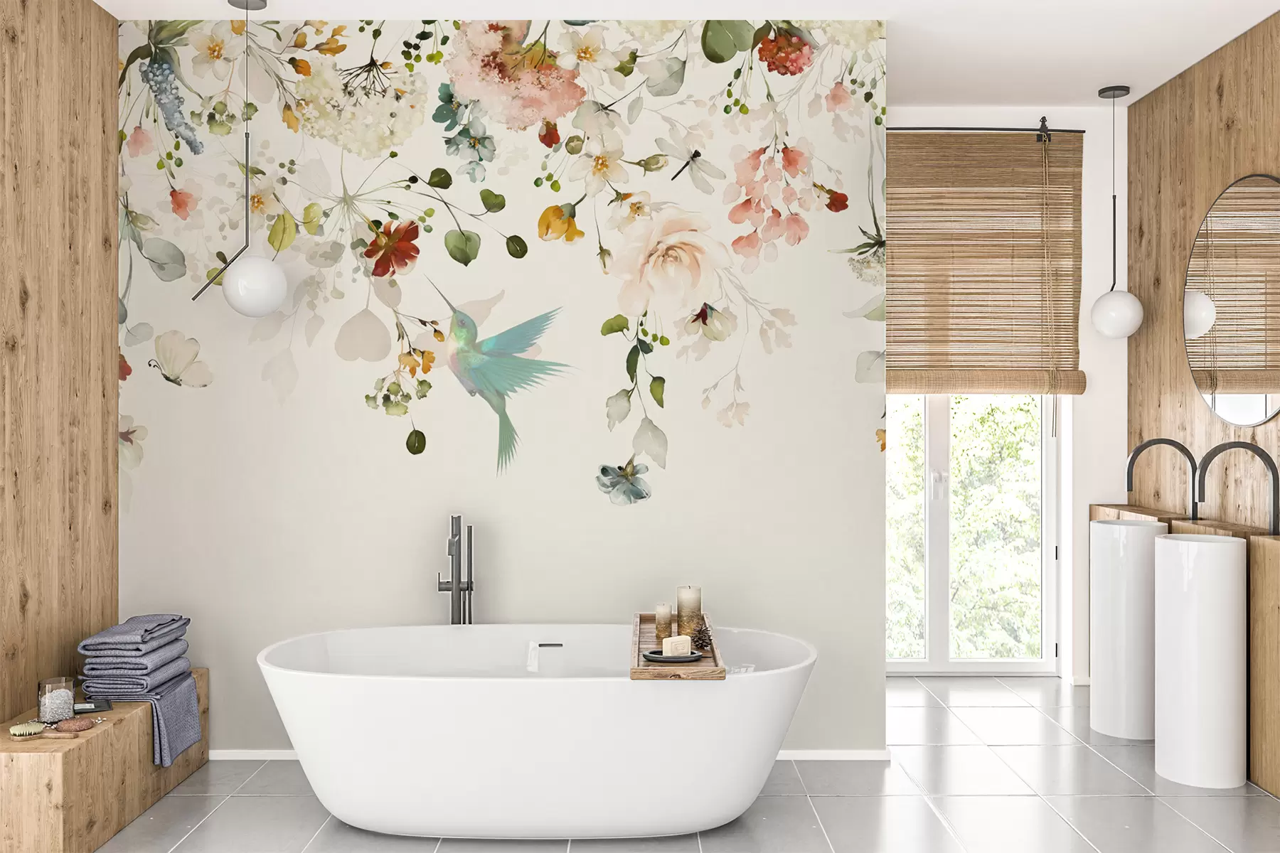 Fototapeedid Lilled ja koolibrid u59610