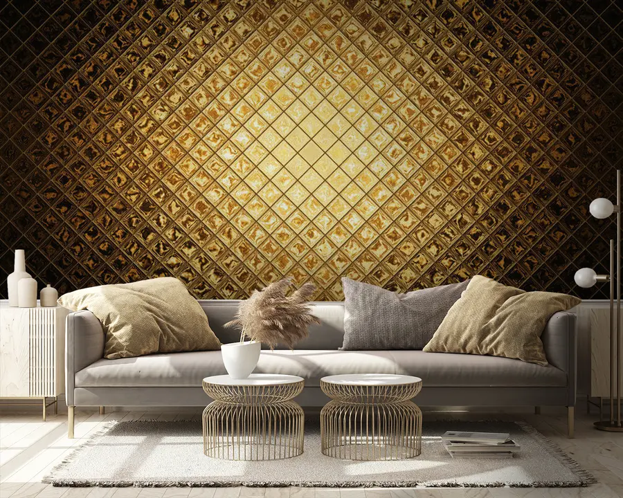 Fototapeedid Pruun, merevaigukollane ristkülikute muster u23326