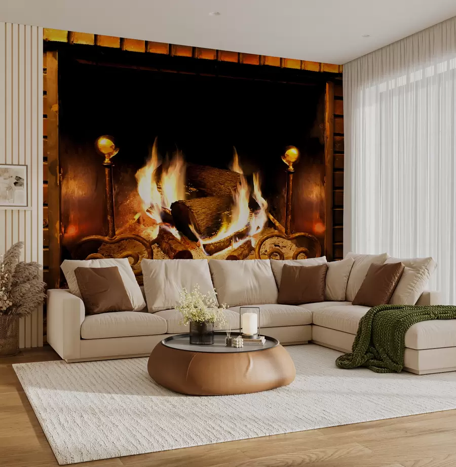 Fototapeedid Põlev kamin u55934
