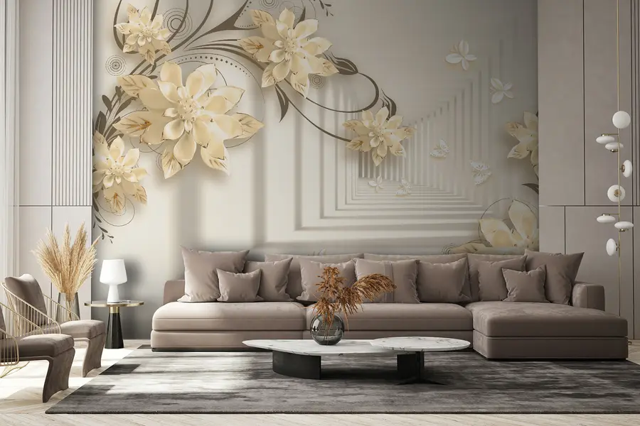 Fototapeedid Taim, valge ja kollane, tunnel pastelsetes toonides u21861v2