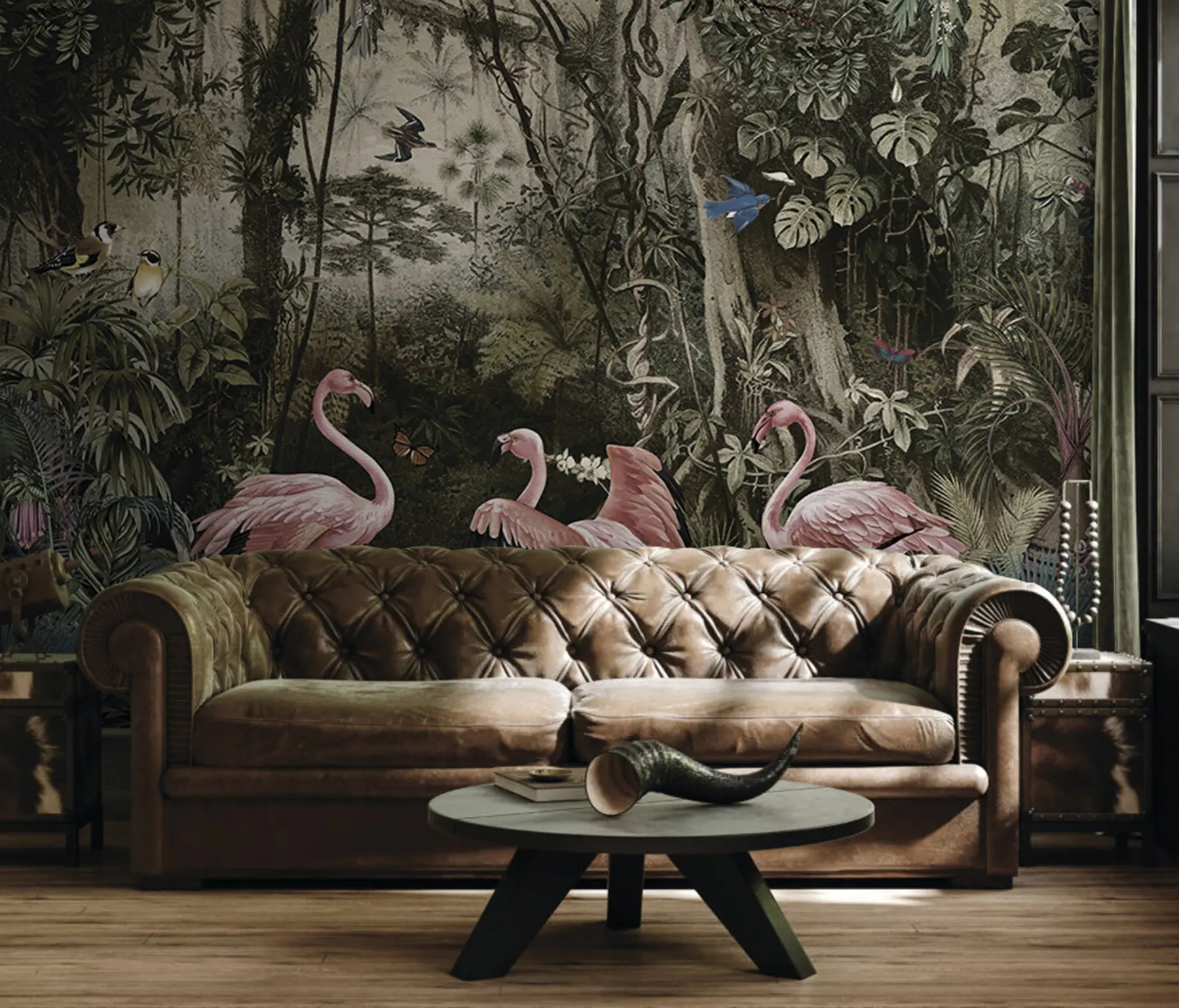Fototapeedid Troopilised linnud ja flamingod džunglis u73568