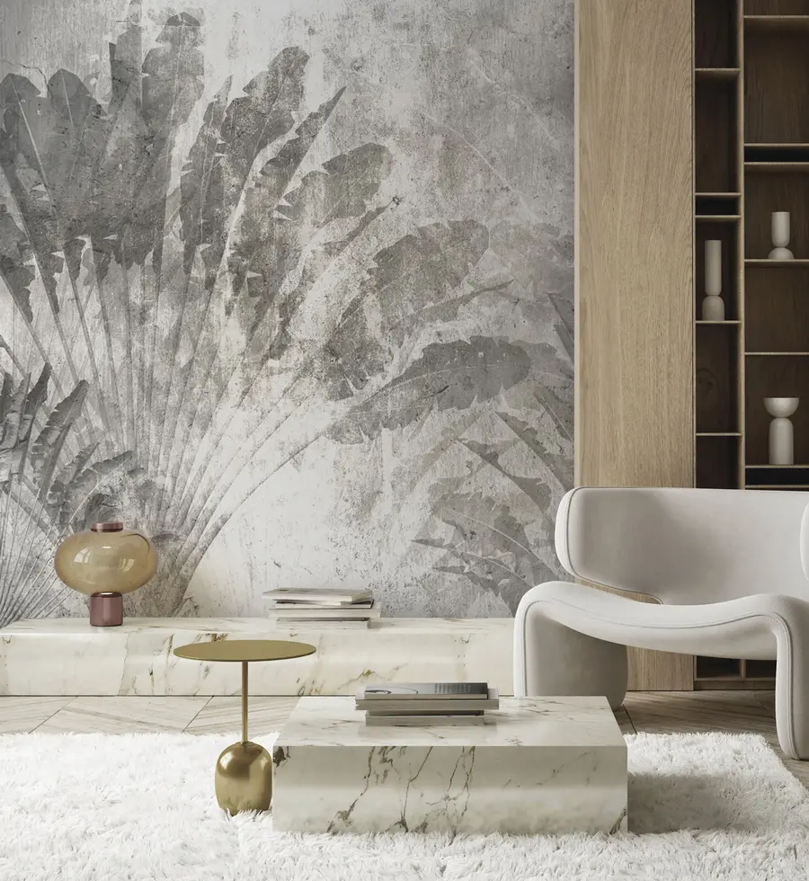 Fototapeedid Troopilised lehed kivi taustal u73885