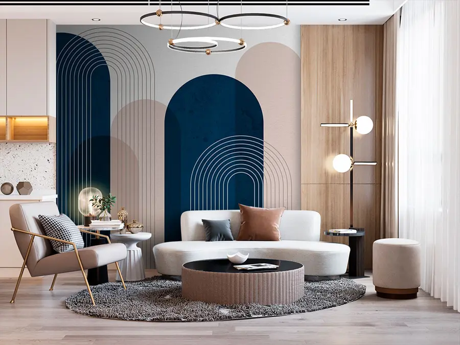 Fototapeedid Abstraktsed sinised ja beežid kaared u73098