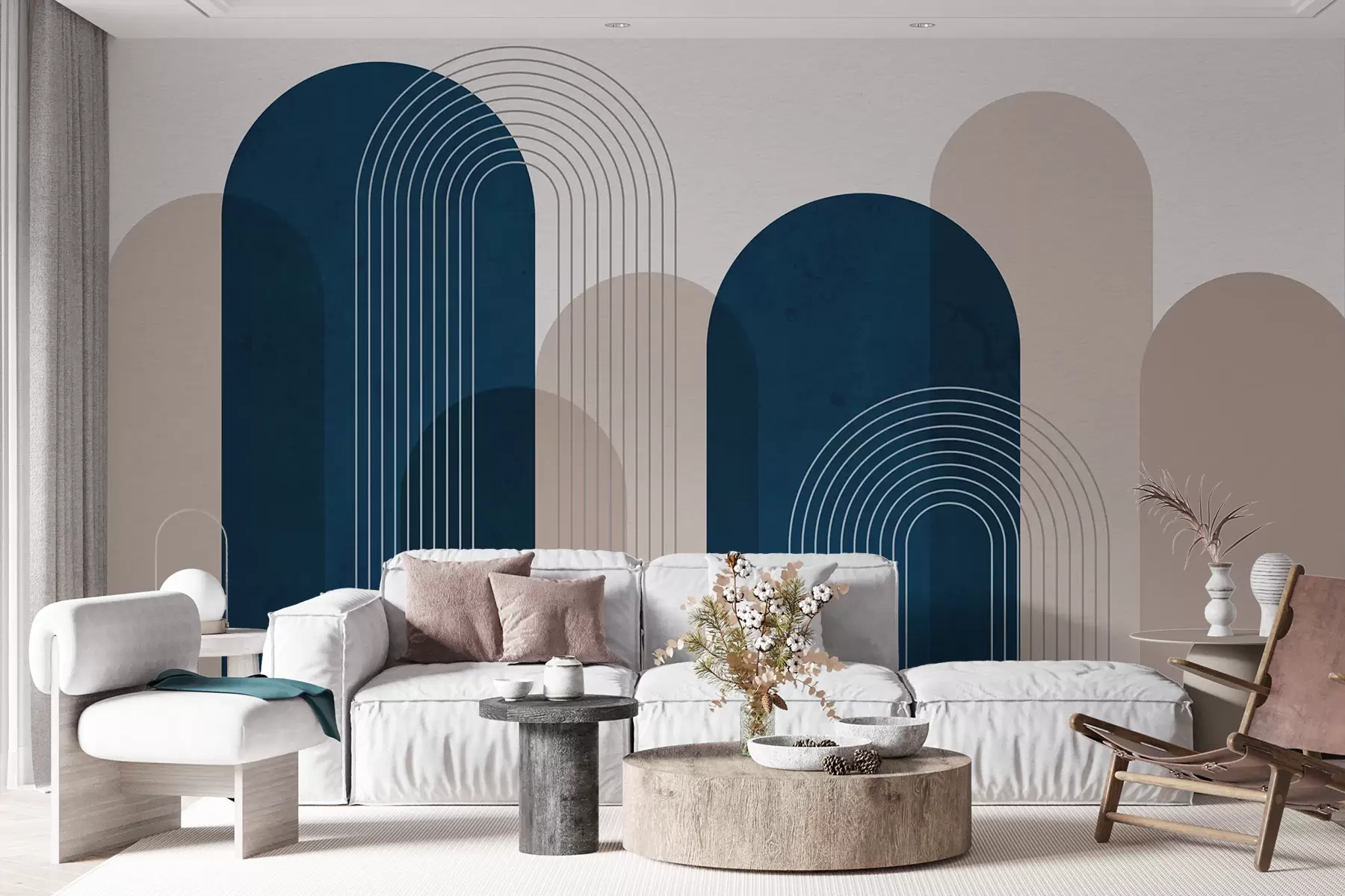 Fototapeedid Abstraktsed sinised ja beežid kaared u73098