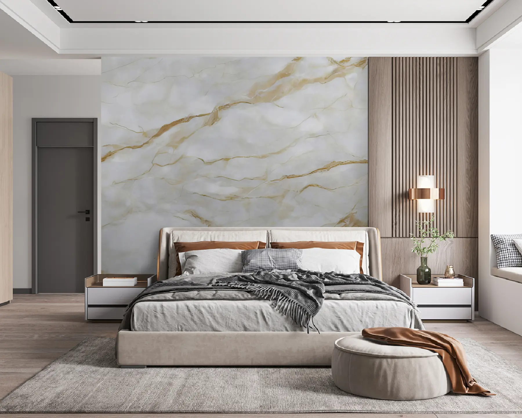 Fototapeedid Valge marmor beežide joontega u93433