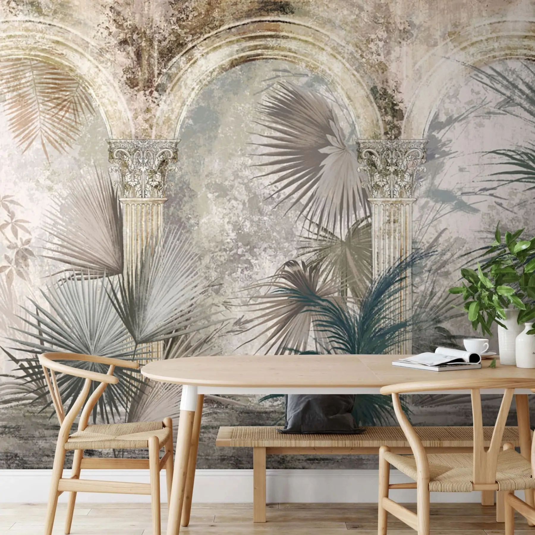 Fototapeedid Veergude hulgas on troopilisi, eksootilisi taimi ja lehti u78667