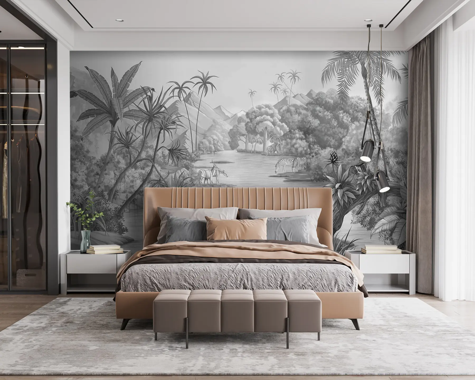 Fototapeedid Must-valge troopika u59040