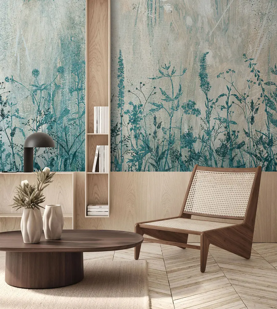 Fototapeedid Rohelised taimed betoonseinal u93666