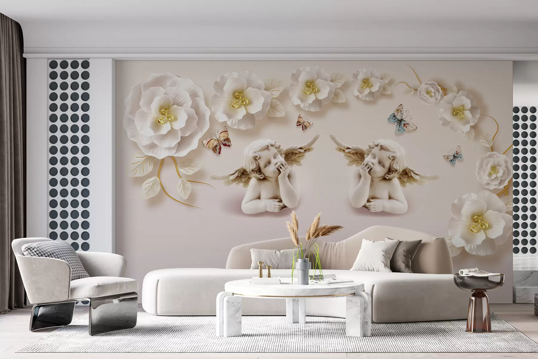 Fototapeedid Kerubid ja lilled u60747