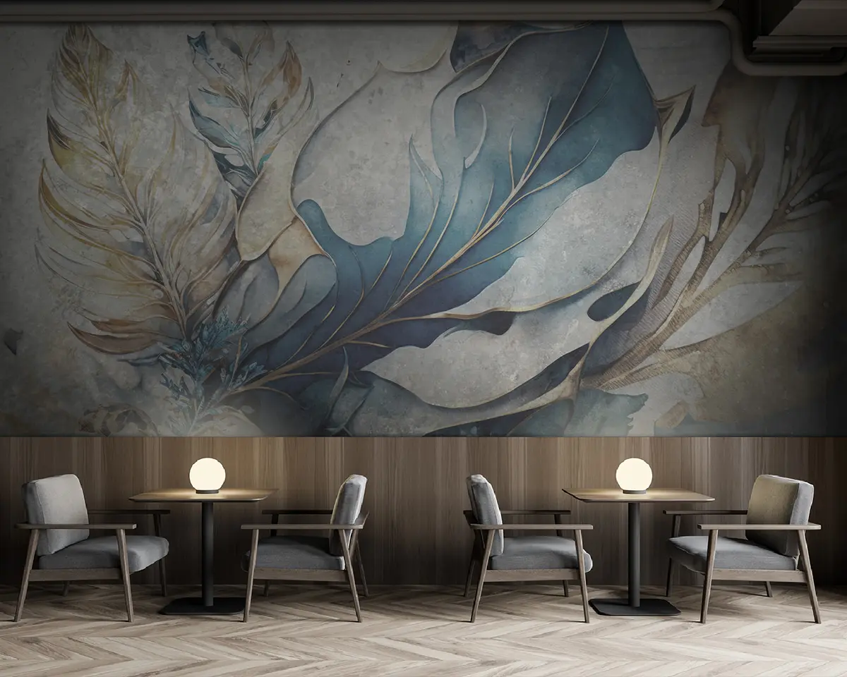 Fototapeedid Suured akvarelllilled betoonseinal u93998